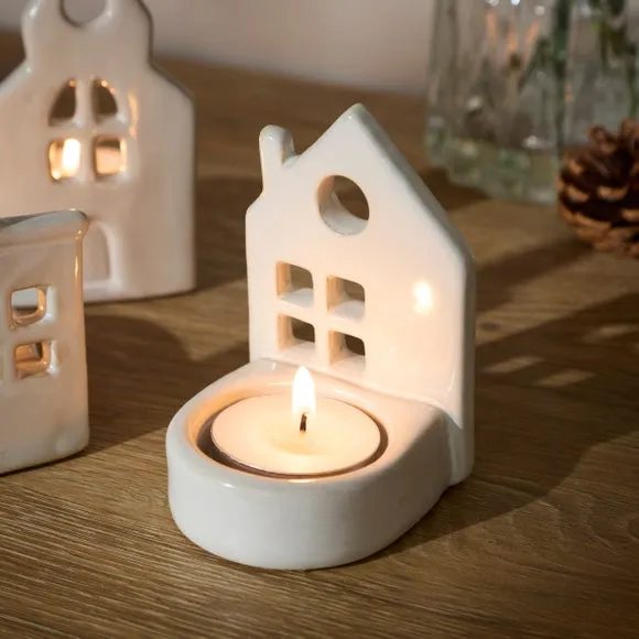 Set of 3 House Ceramic Tealight Holders 2