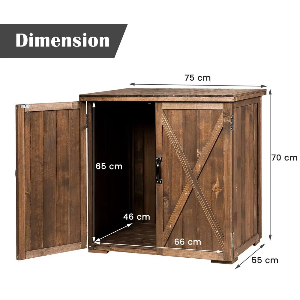 Costway Outdoor Wooden Storage Shed Double Doors Tool Shed for Garden Yard in Brown 2