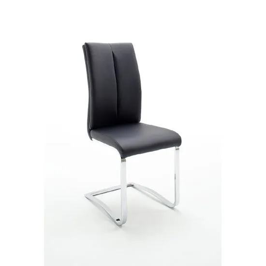 Tavis Metal Swinging Black Faux Leather Dining Chair
