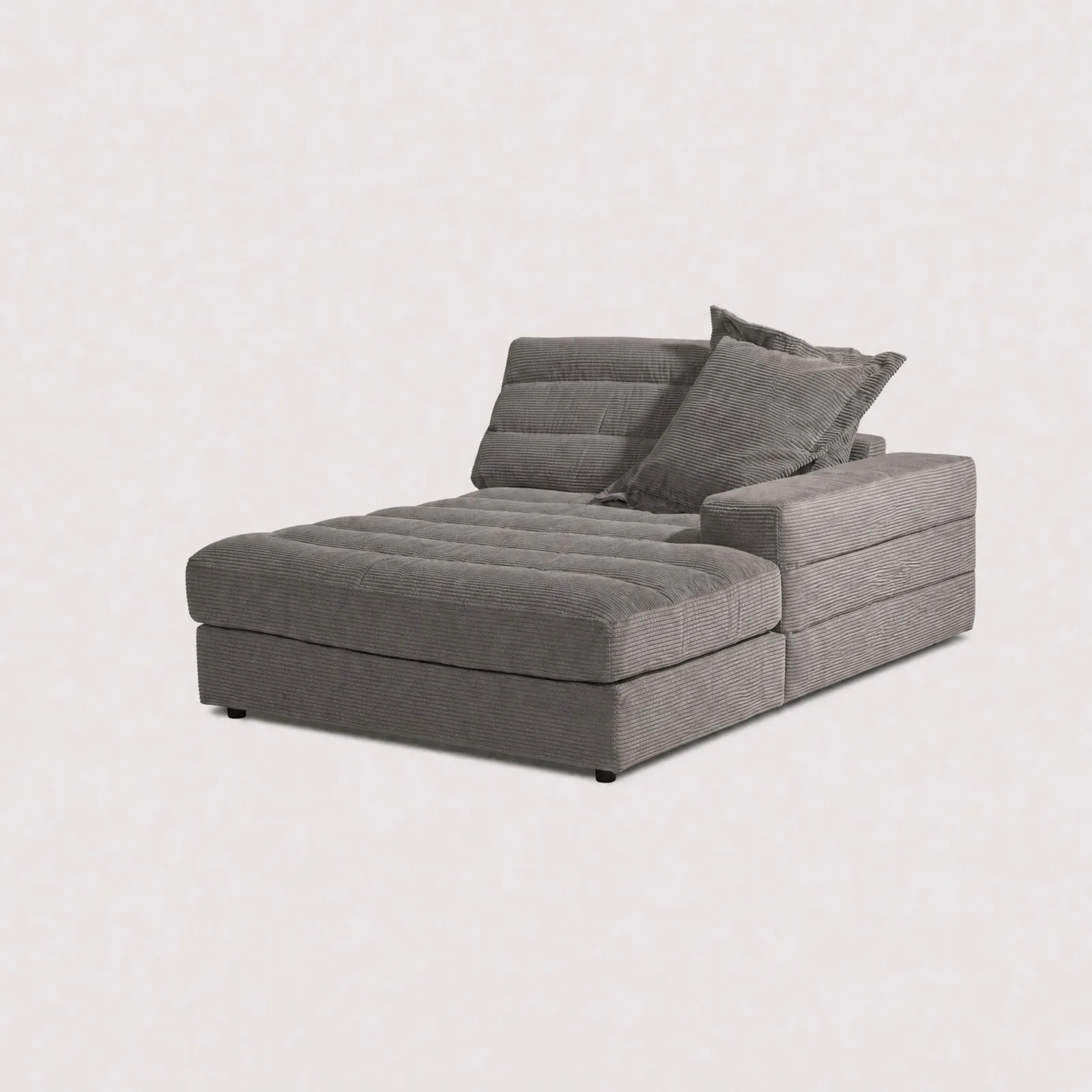 Twain Large Longchair Armrest Right Modular Sofa, Grey Fabric | Barker & Stonehouse