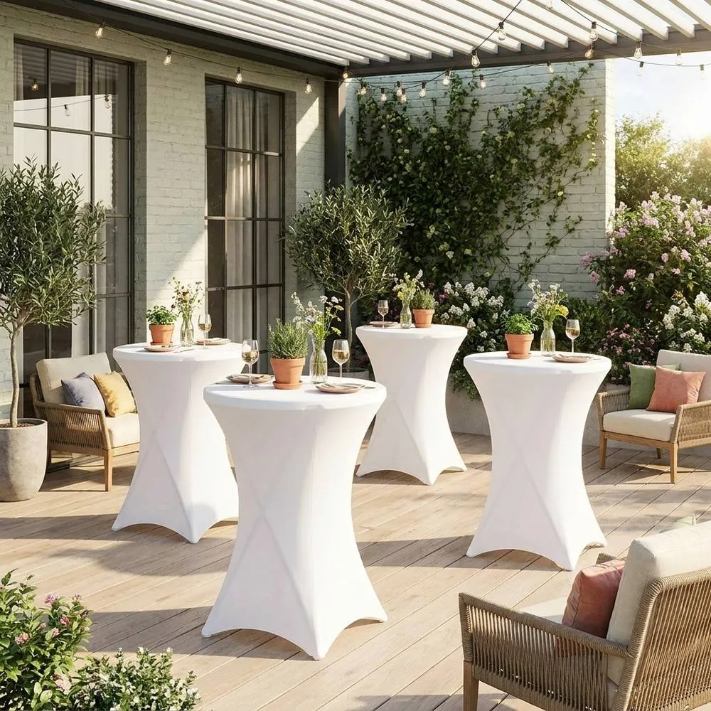 sweeek Folding steel high reception table with protective cover (set of 4) in White