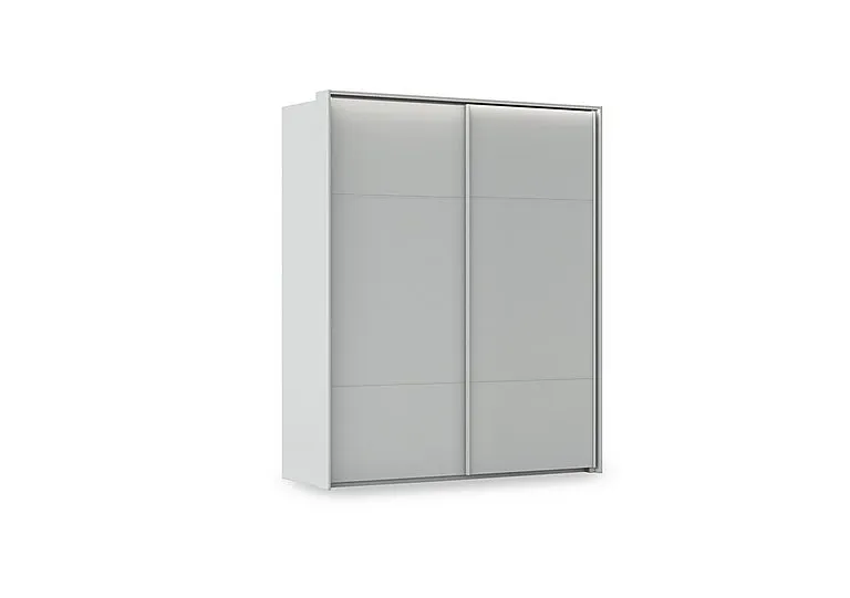 Haven 190cm 2 Door Slider Wardrobe with Décor Doors and Lights - Silk Grey/Silk Grey Front