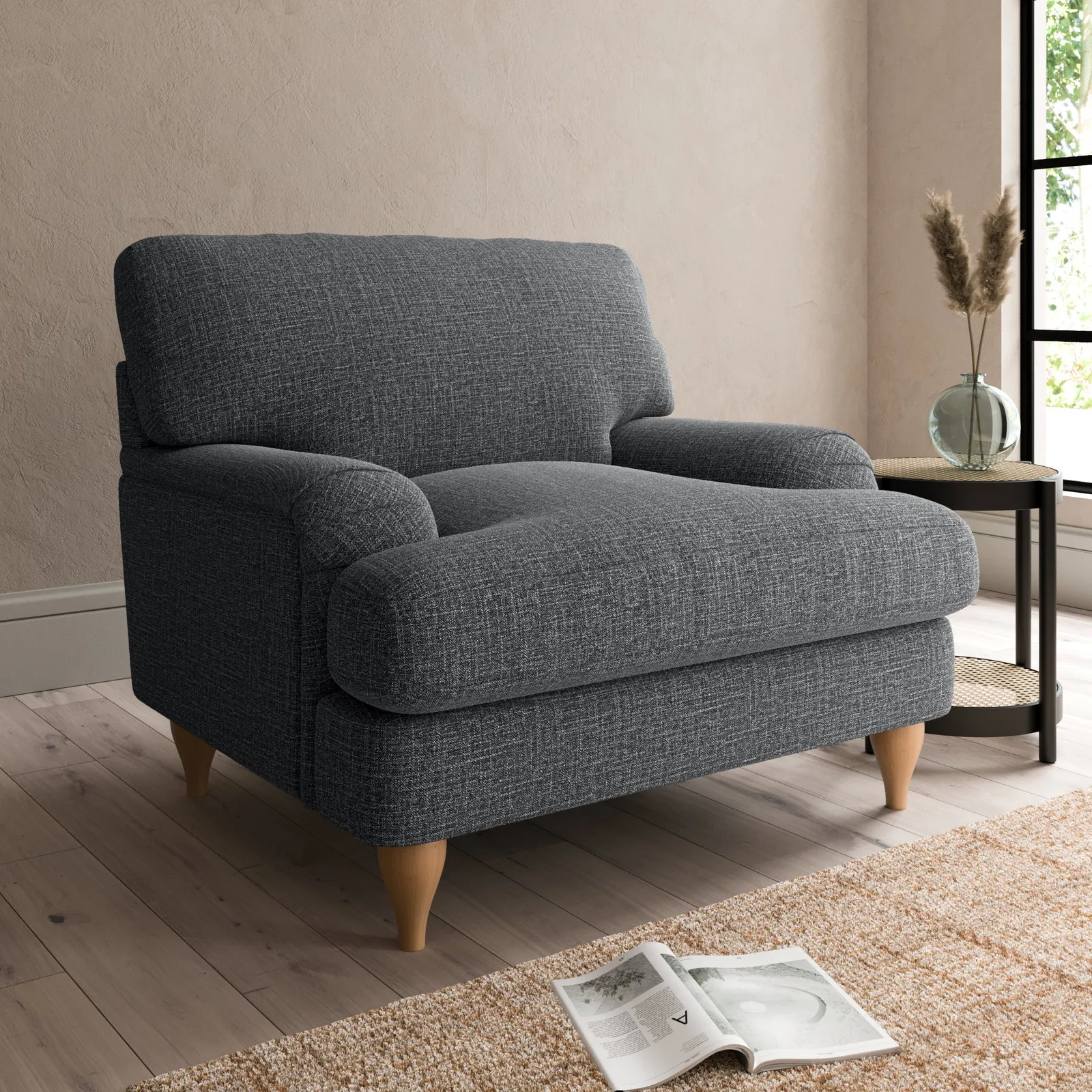 Darwin Slub Cotton Blend Armchair Slub Cotton Black