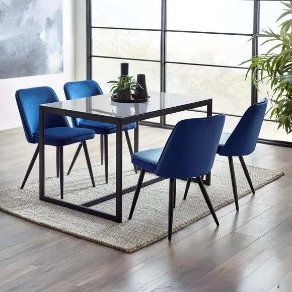 Chicago 4 Seater Dining Table, Smoked Glass 5
