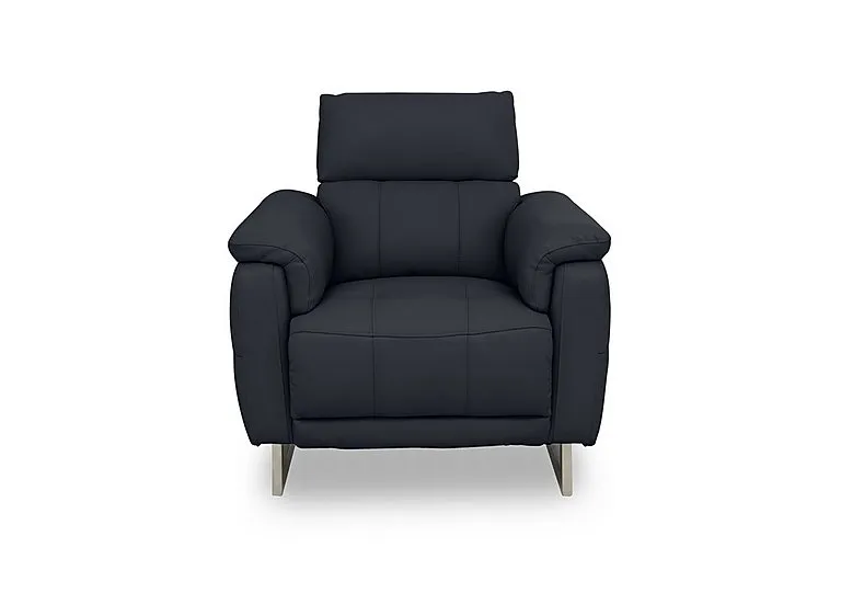 Moet Leather Power Recliner Chair with Telescopic Headrest - Navy - Sofas and Armchairs - In Time for Christmas