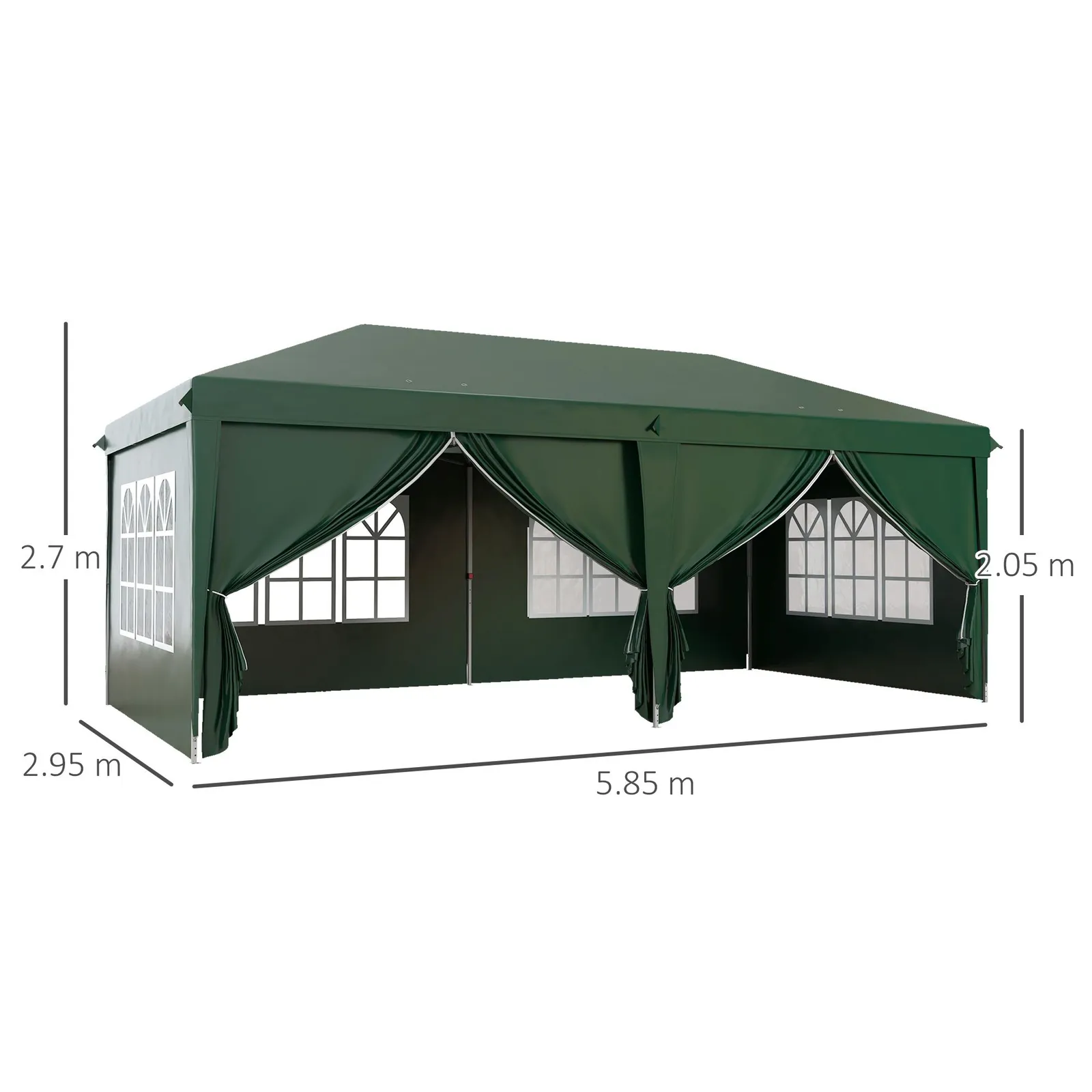 OUTSUNNY 3 x 6 m Pop Up Gazebo with Sides & Windows in Dark Green 3