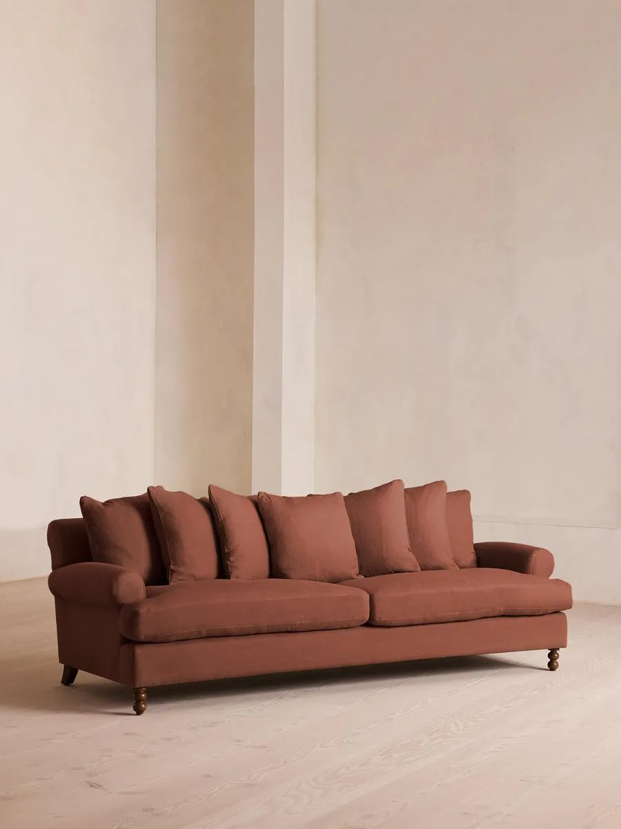 Audrey Four Seater Sofa, Linen, Sienna