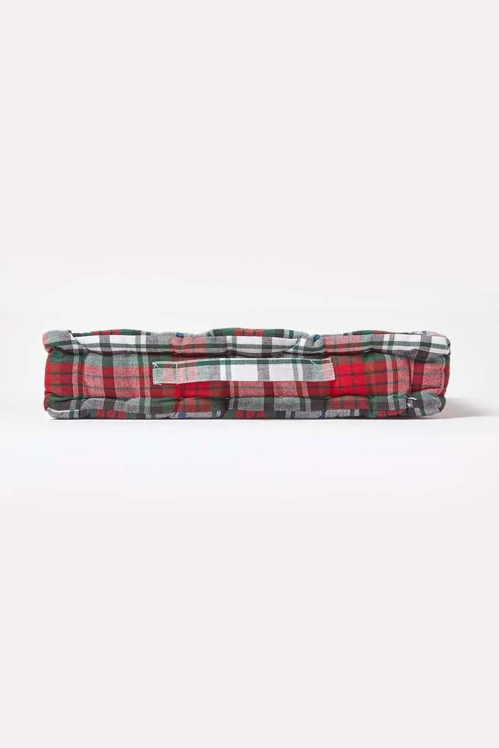 Homescapes Cotton Macduff Tartan Floor Cushion in Red 5
