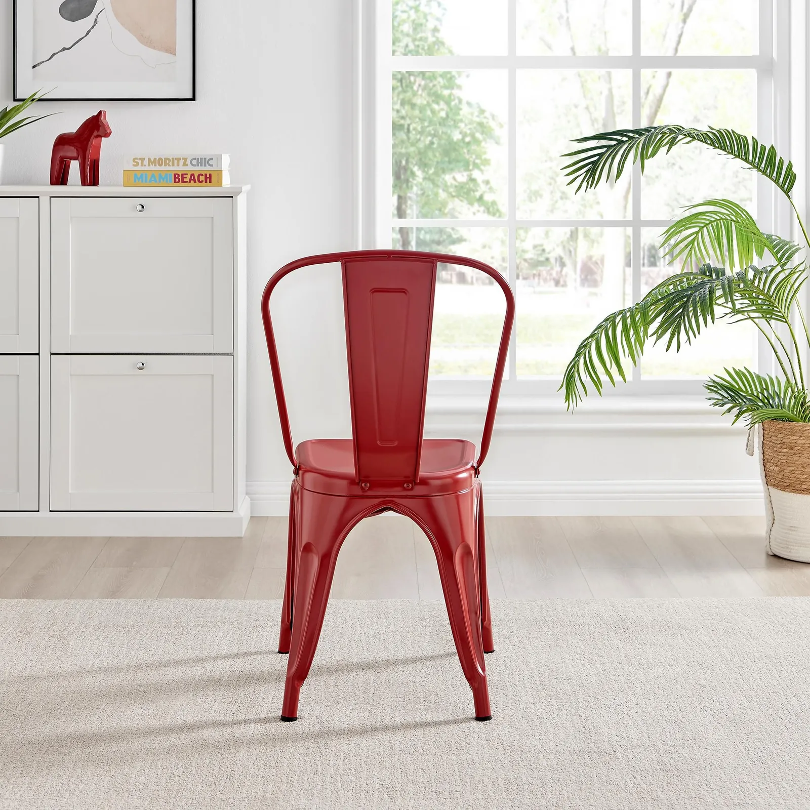 FurnitureboxUK Set of 2 Colton Industrial Steel Stackable Tolix Style Dining Chairs in Red 6