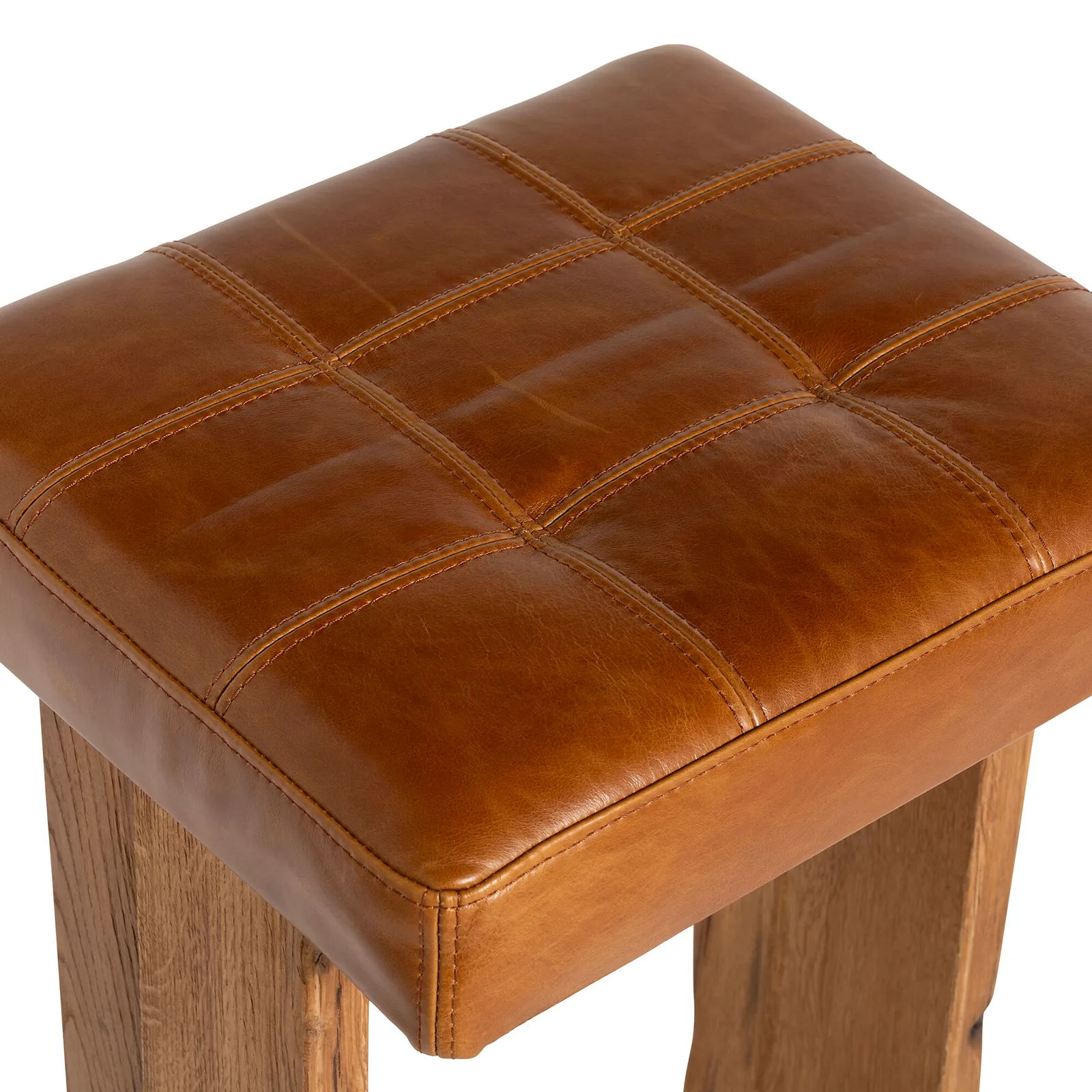 Caledon Bar Bar Stool - Leather L05 41X40X77Cm, Brown Oak | Barker & Stonehouse 4