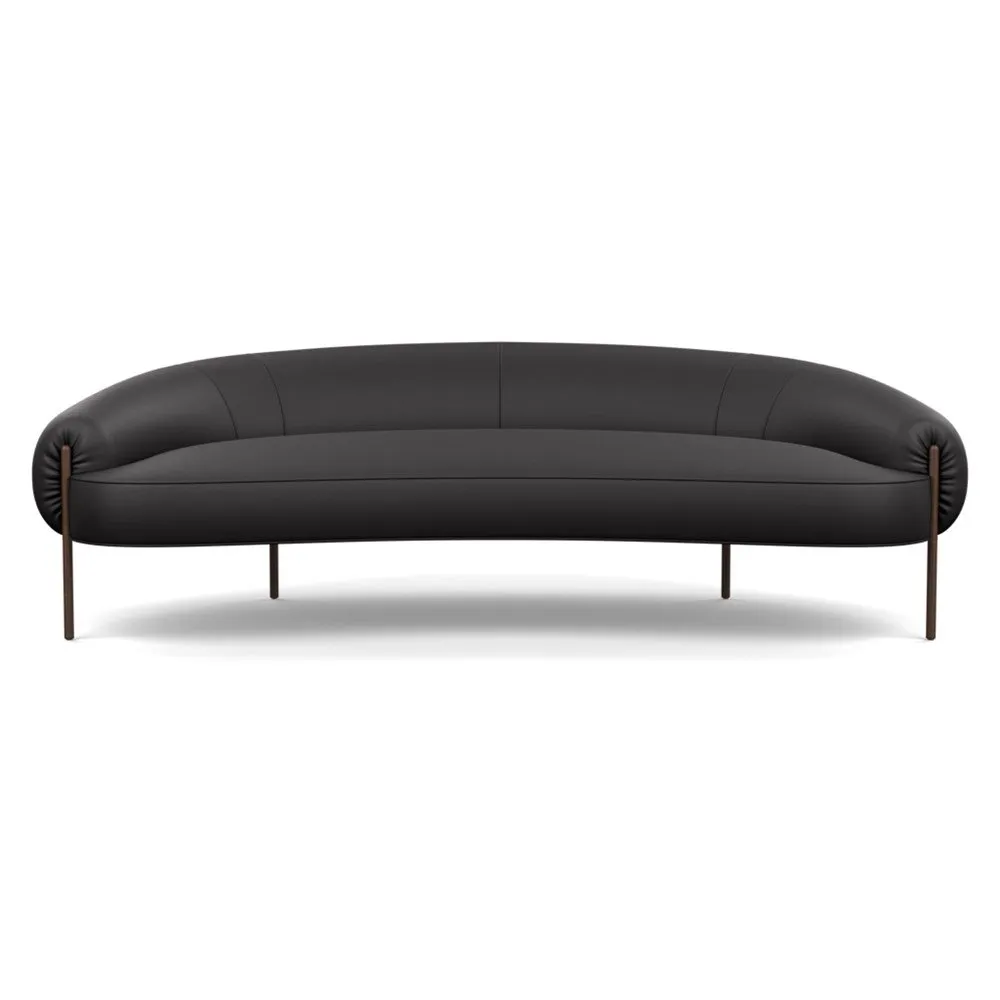 Heal's Isola 3 Seater Sofa Leather Grain Graphite 063 Bronze Feet 1