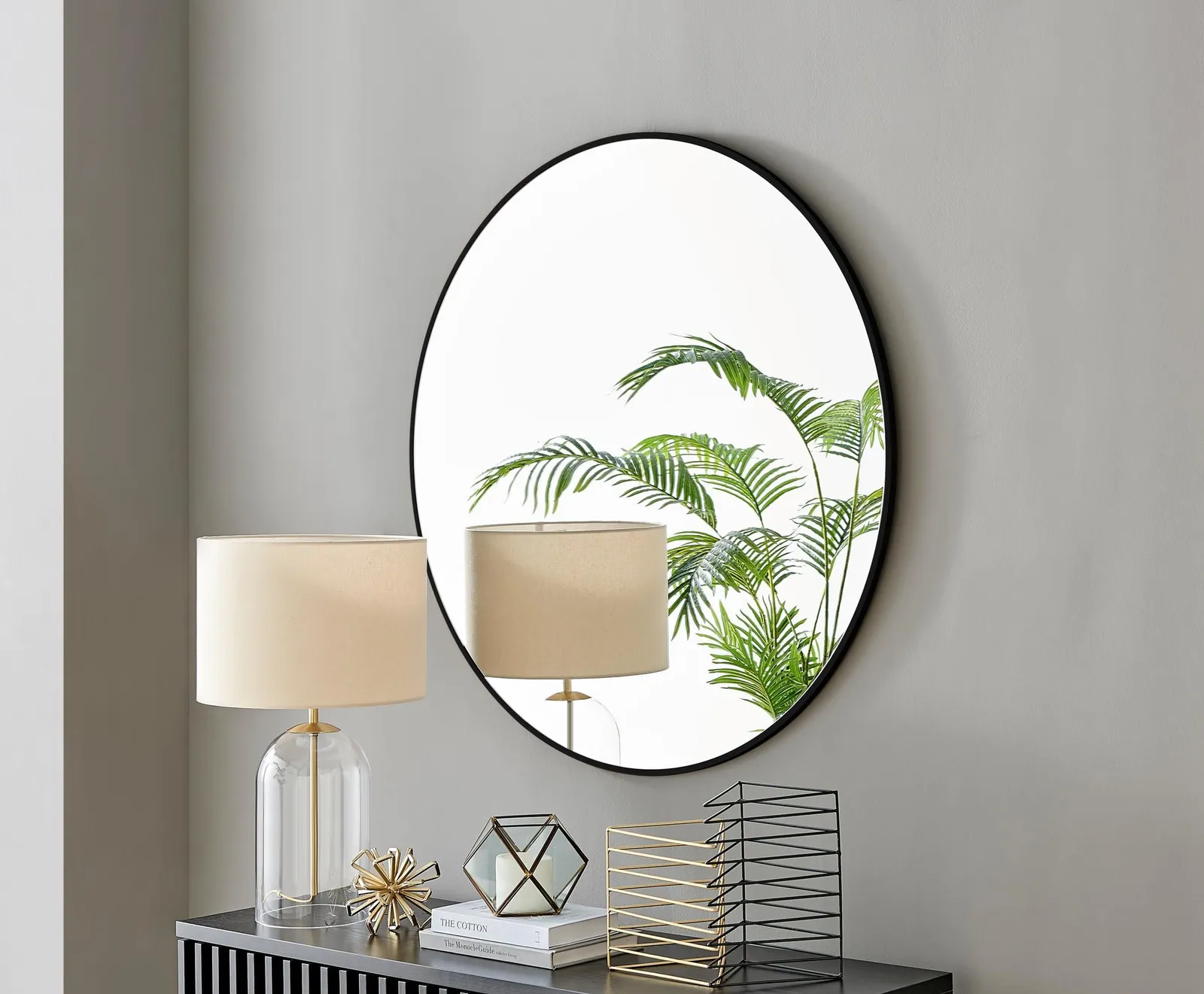 FurnitureboxUK Emma 100cm Large Art Deco Metal Frame Round Hallway Bedroom Dining & Living Room Wall Mirror in Black 1