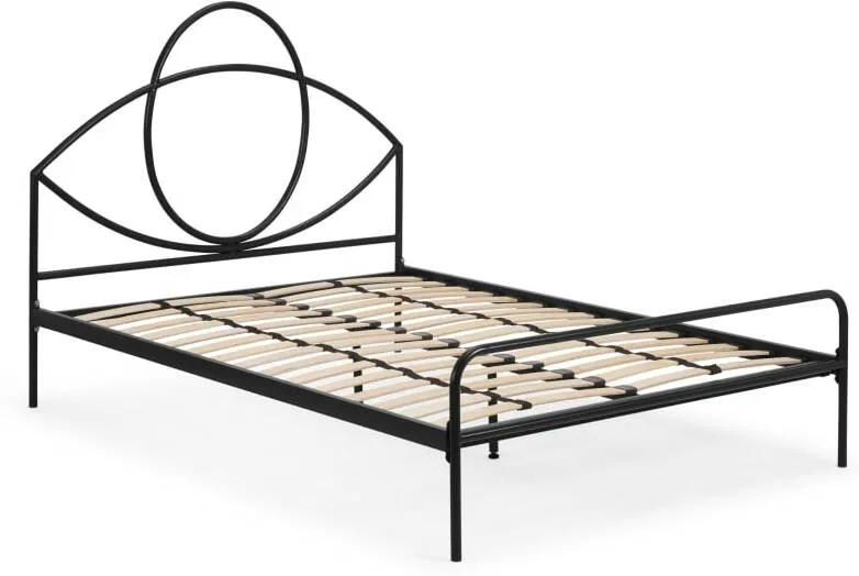 Josefa Double Bed, Black Metal