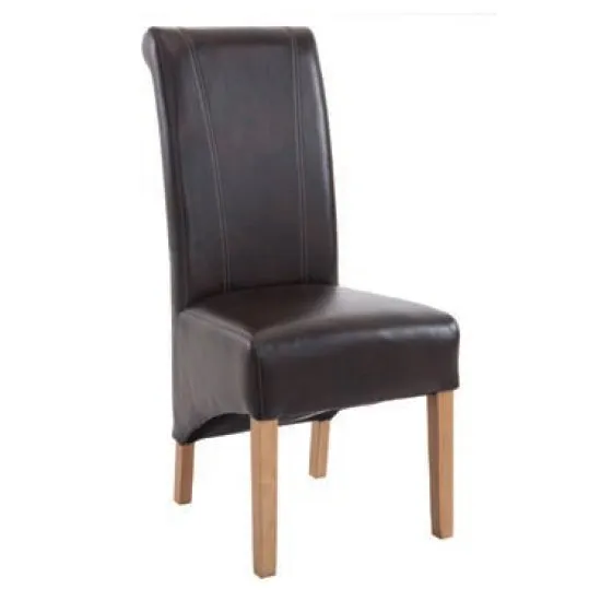 Logan Leather Dining Chair In Two Tone Brown