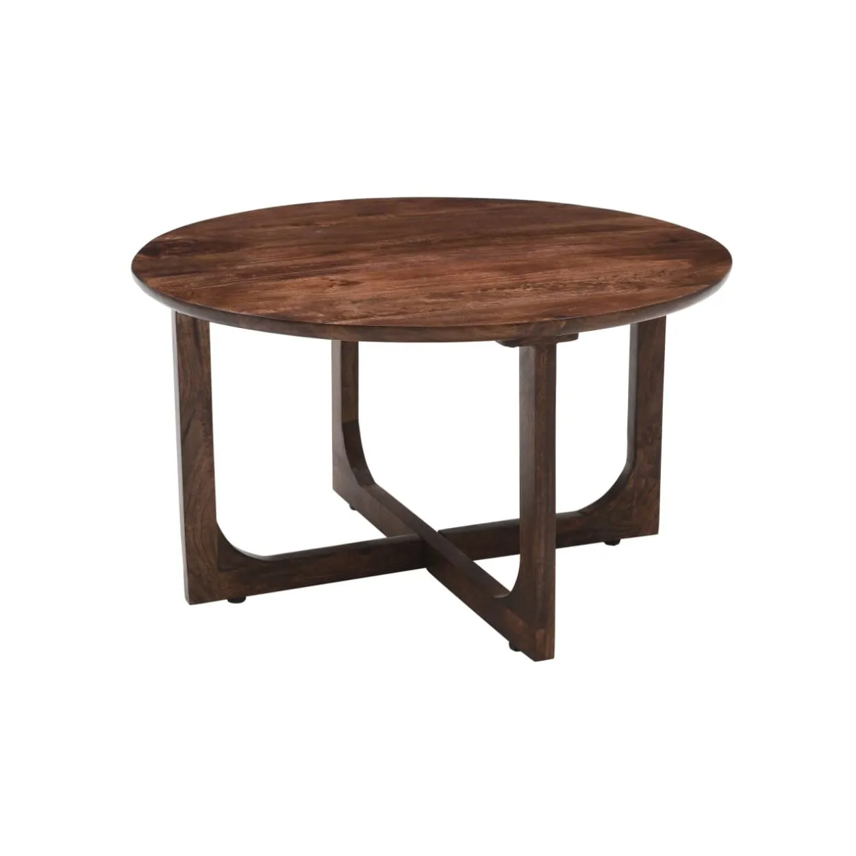 IH Design Nolan Natural Mango Wood Round Coffee Table in Brown 2