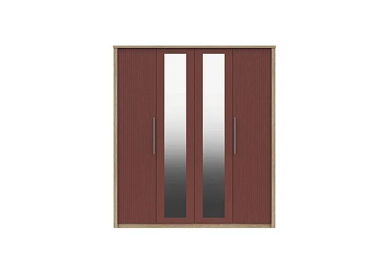 Chelsea 4 Door Wardrobe with 2 Mirror Doors and Silver Handles