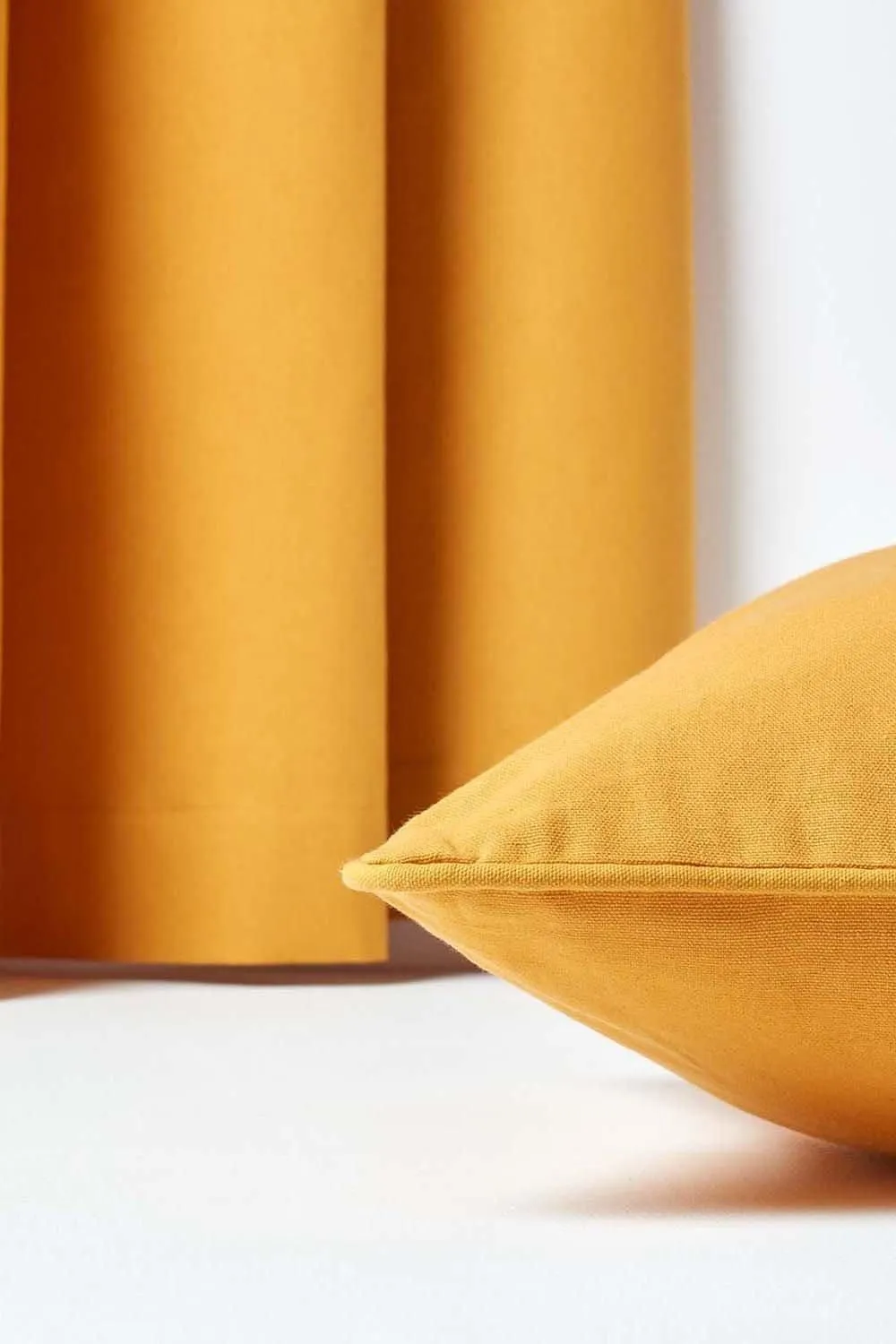 Homescapes Cotton Plain Cushion Cover in Mustard 5