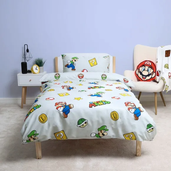 Super Mario Character Grey Duvet Cover & Pillowcase Set 3