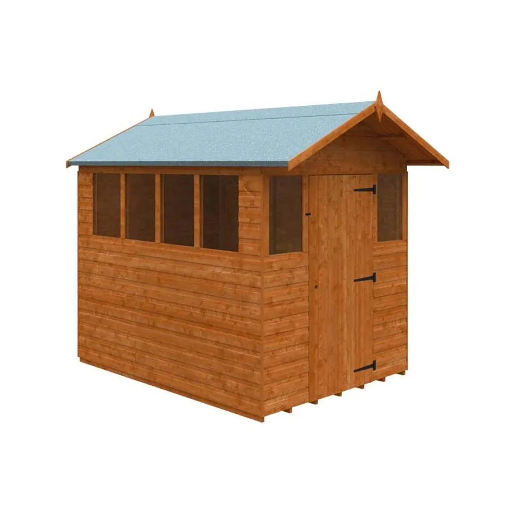 Buttercup Farm 8 x 6 Feet Cabin 12mm Shed - Solid Wood/Softwood/Pine in Burnt Orange