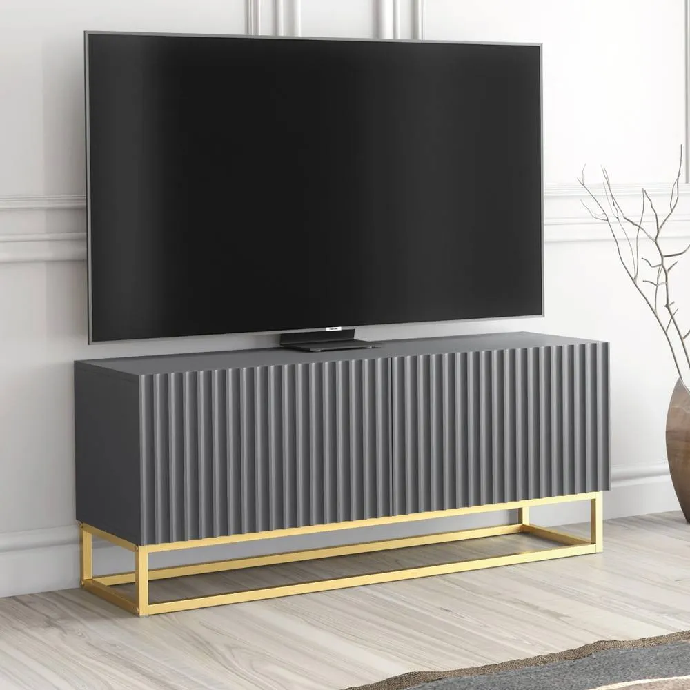 Creative Furniture Ripple TV Unit 100cm - Dark Grey with Fluted Doors 6