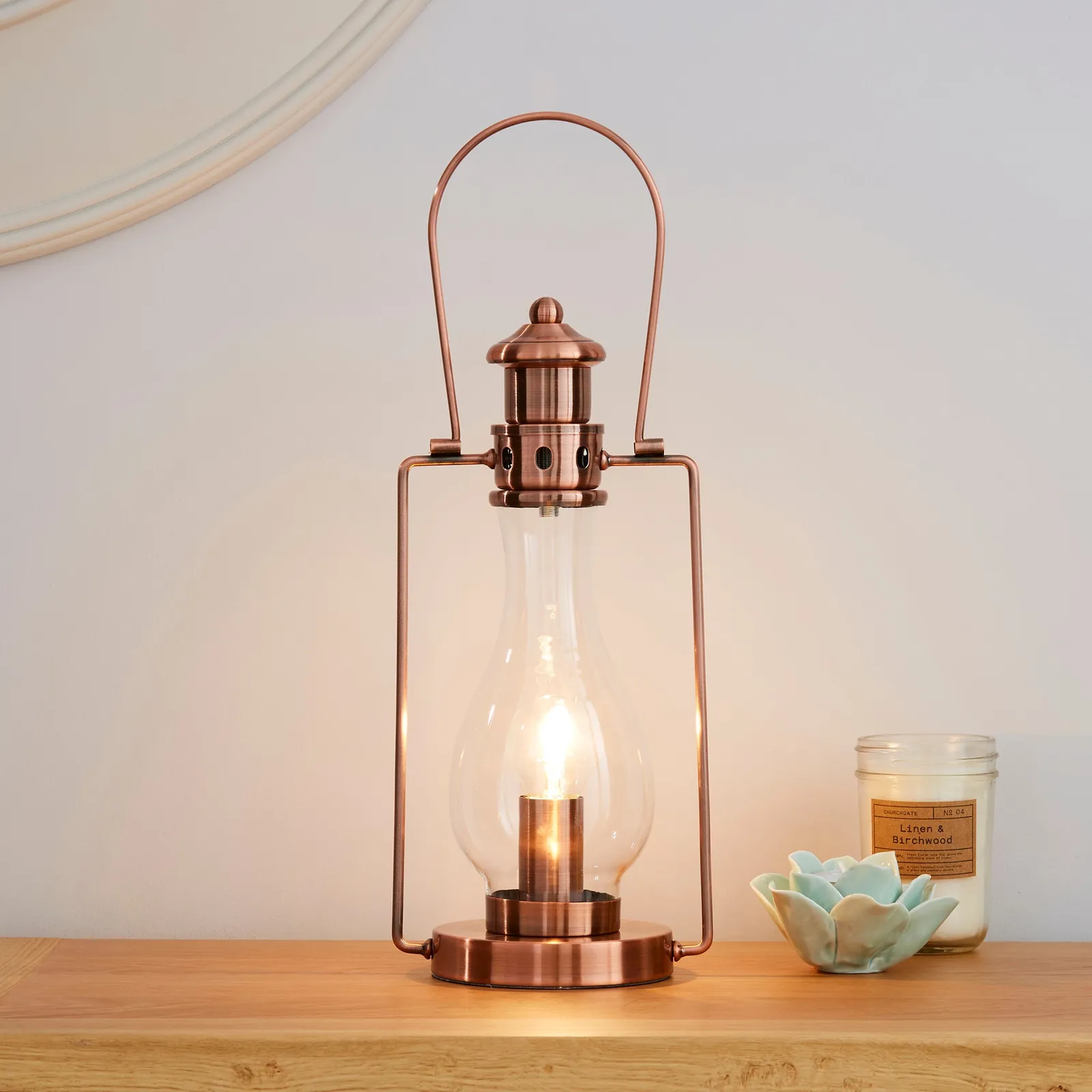 Horse Lantern Copper Table Lamp Copper