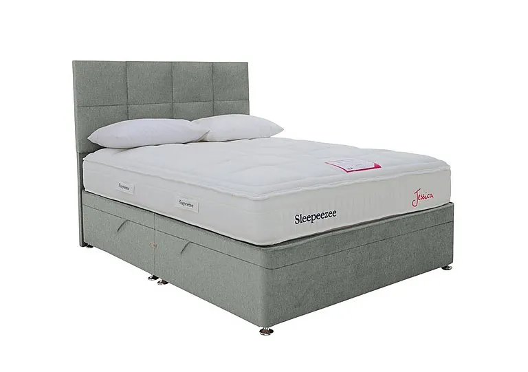 Jessica Side Ottoman Divan Set - Double - Tweed Mint
