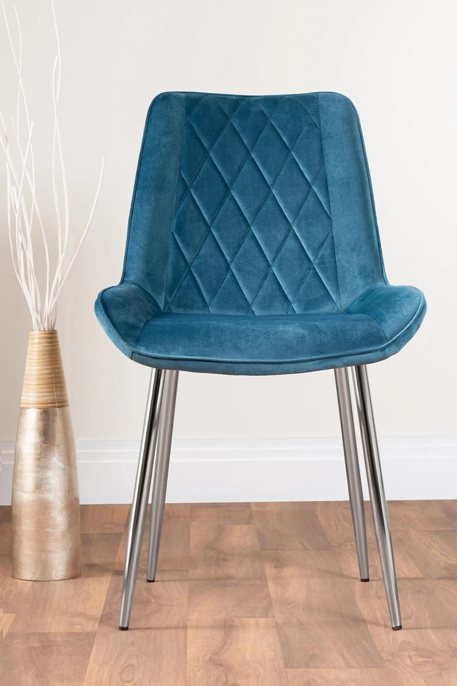 FurnitureboxUK Giovani 4 Grey Dining Table & 4 Pesaro Silver Leg Chairs in Blue 6