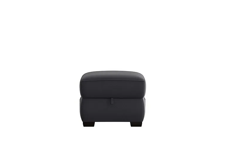 Starlight Express Leather Storage Footstool - Classic Black