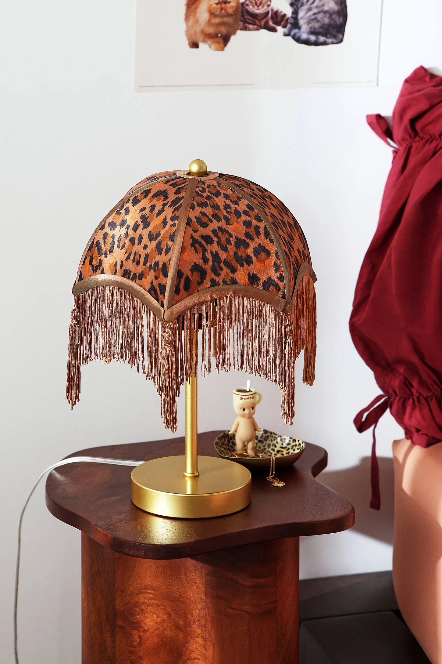 Leopard Print Modern Tassel Table Lamp - Brown