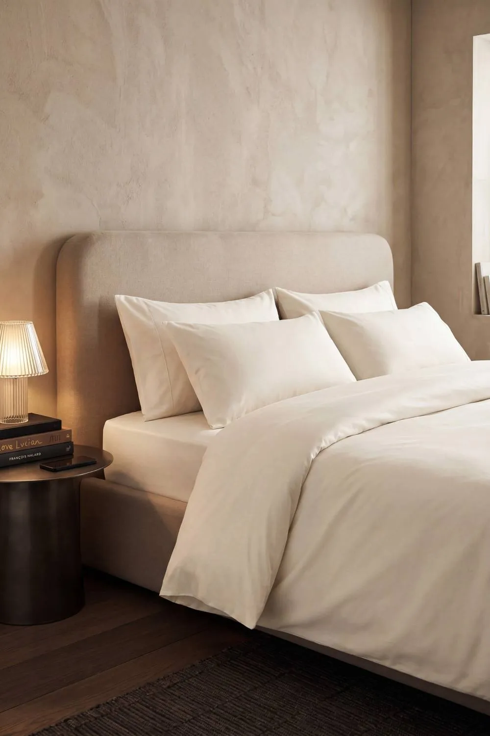 Bedable 100% Cotton Deep Fitted Sheet Sateen 460 Thread Count - (Up to 36cm) in Cream
