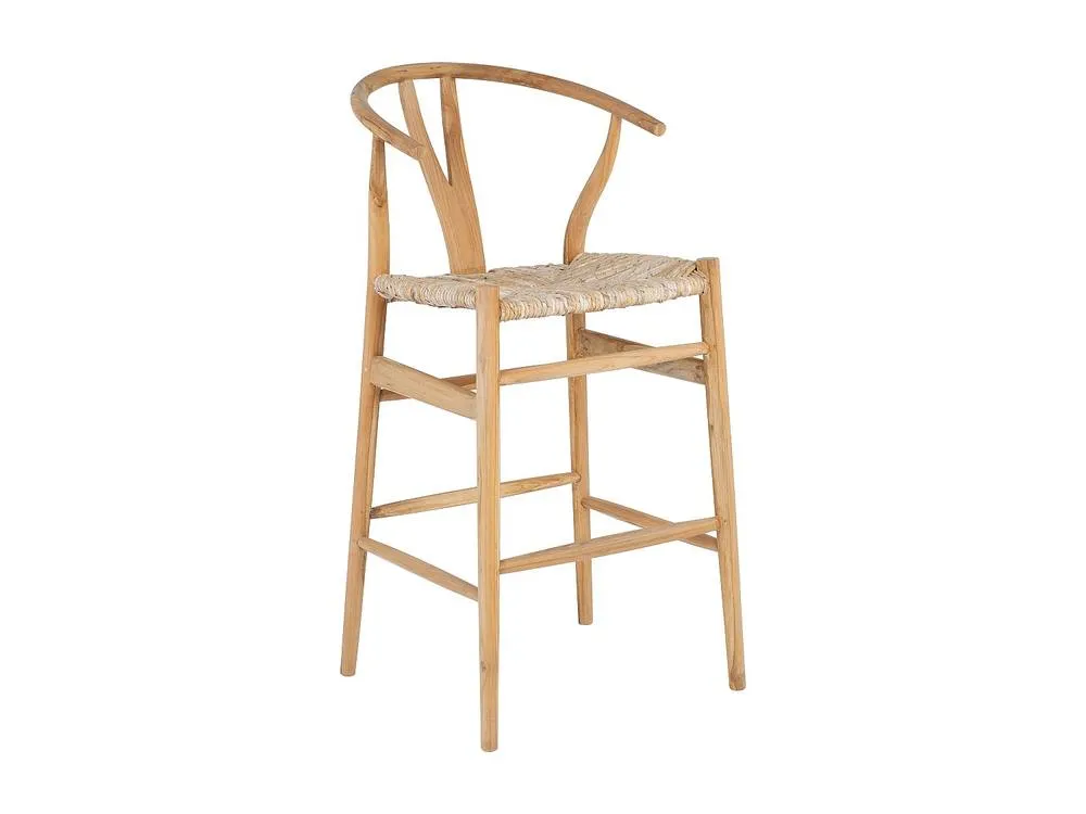 Vente-unique Teak & Wicker Bar Stool - Natural - POGIANA in Light Oak 5
