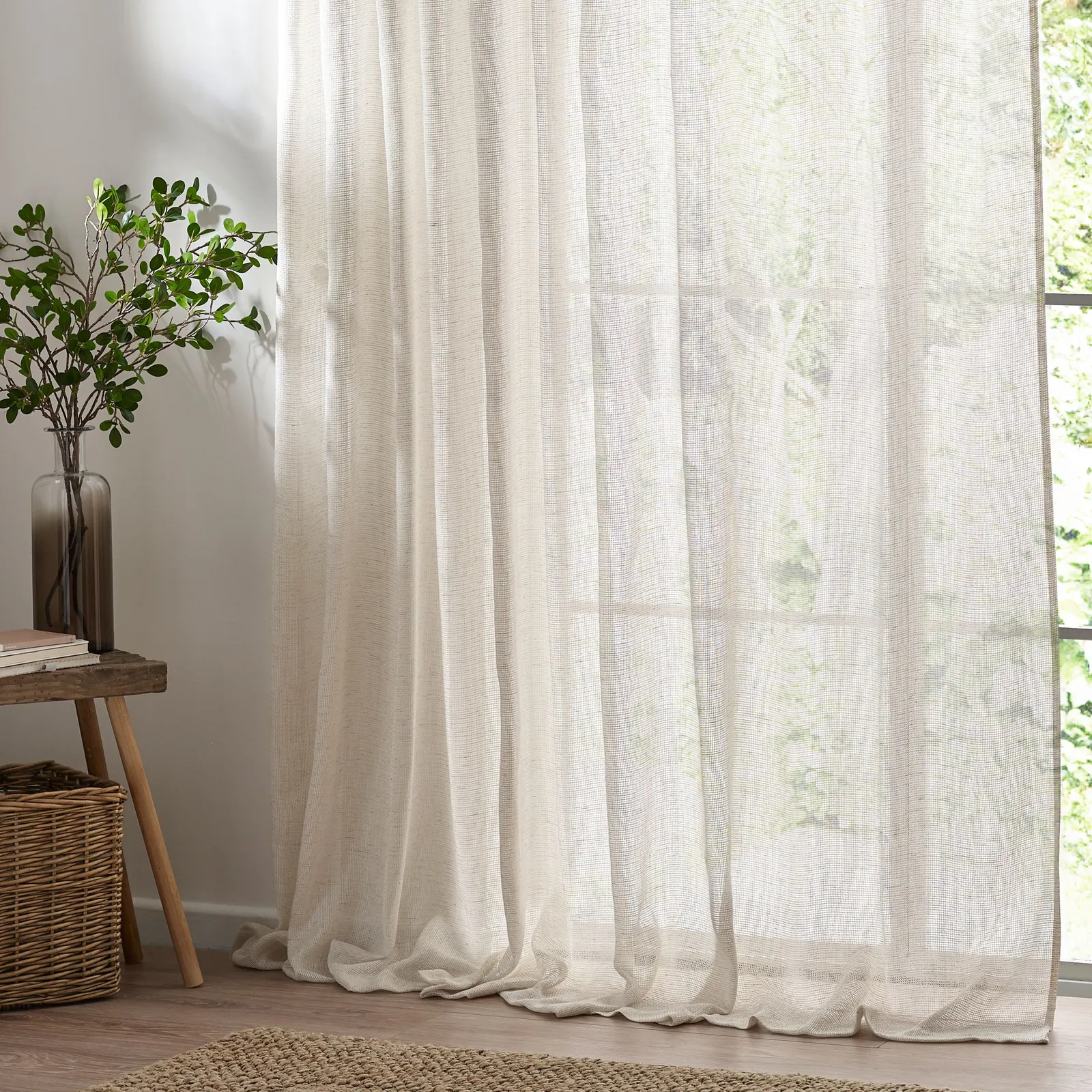 Yard Nimbus Sheer Tie Top Curtain Panel in Natural 3