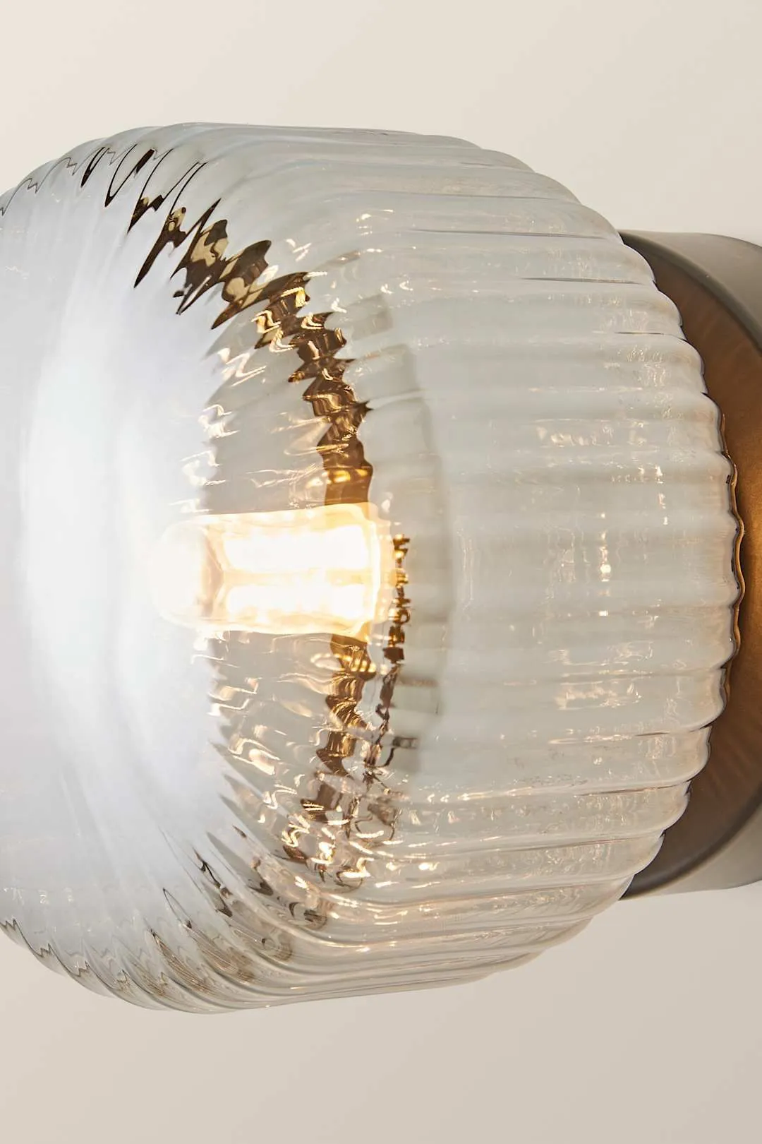 ValueLights Calpe Pair of Small Ribbed Glass Flush Ceiling Wall Lights with Bulbs in Black 5