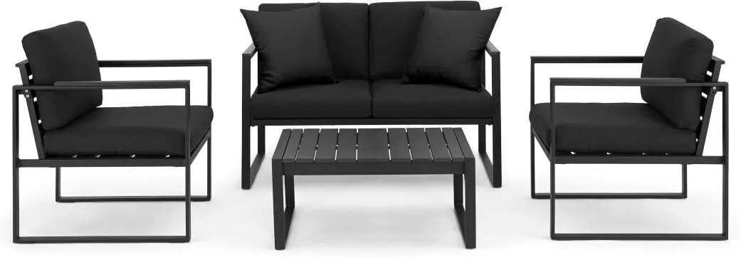 Catania Garden Lounge Set, Black and Polywood