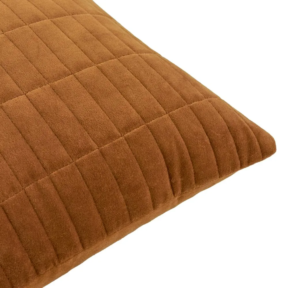 Yard Dales Quilted 100% Cotton Velvet Cushion in Orange 4