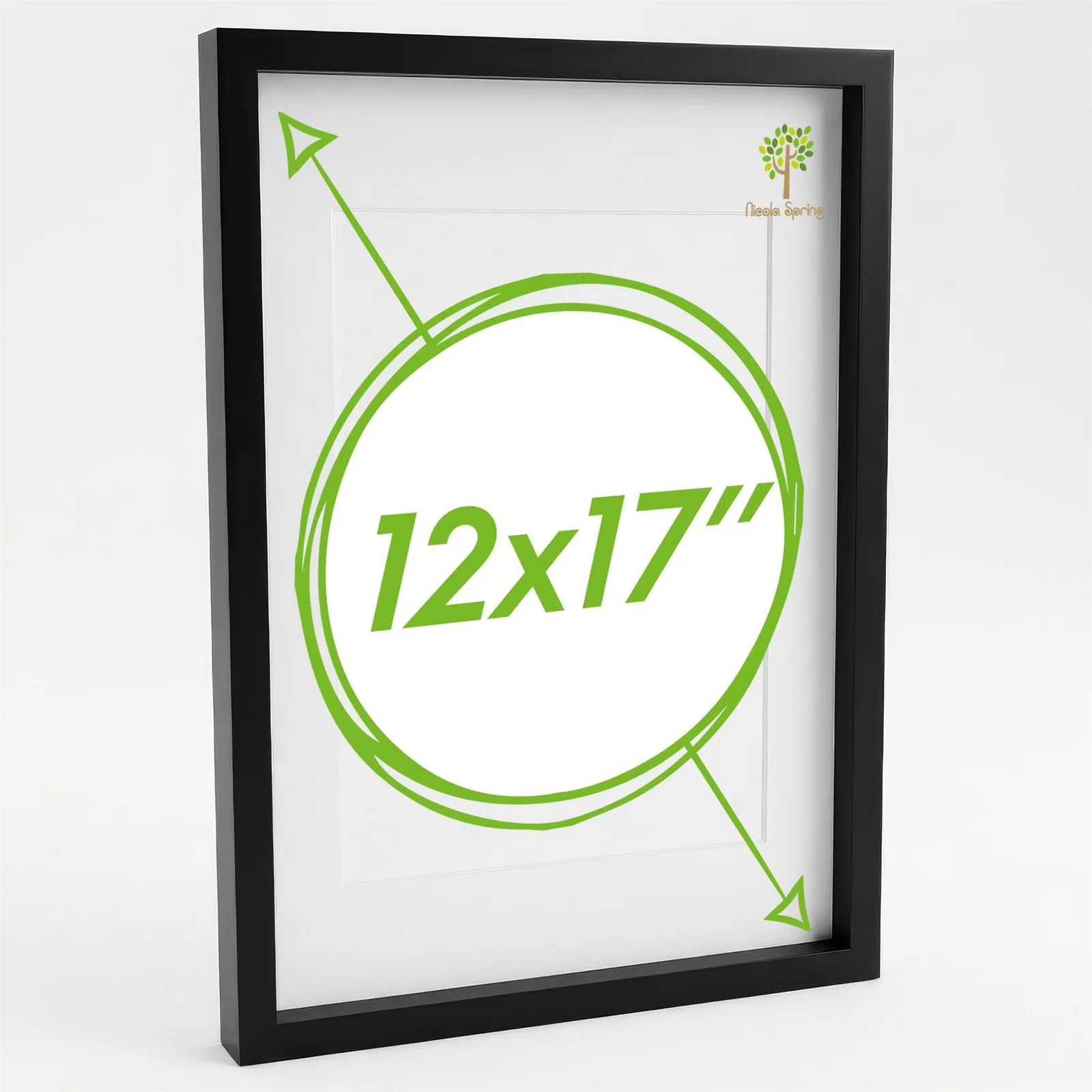 Nicola Spring 3D Box Photo Frame with A4 Mount - A3 (12" x 17") - White Mount in Black 1