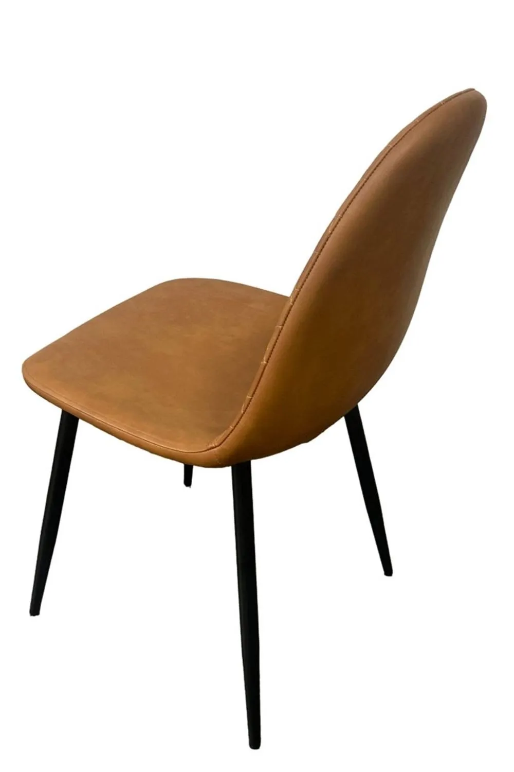 IH Design Corona Tan Faux Leather Dining Chairs Set of 4 with Black Steel Legs 5