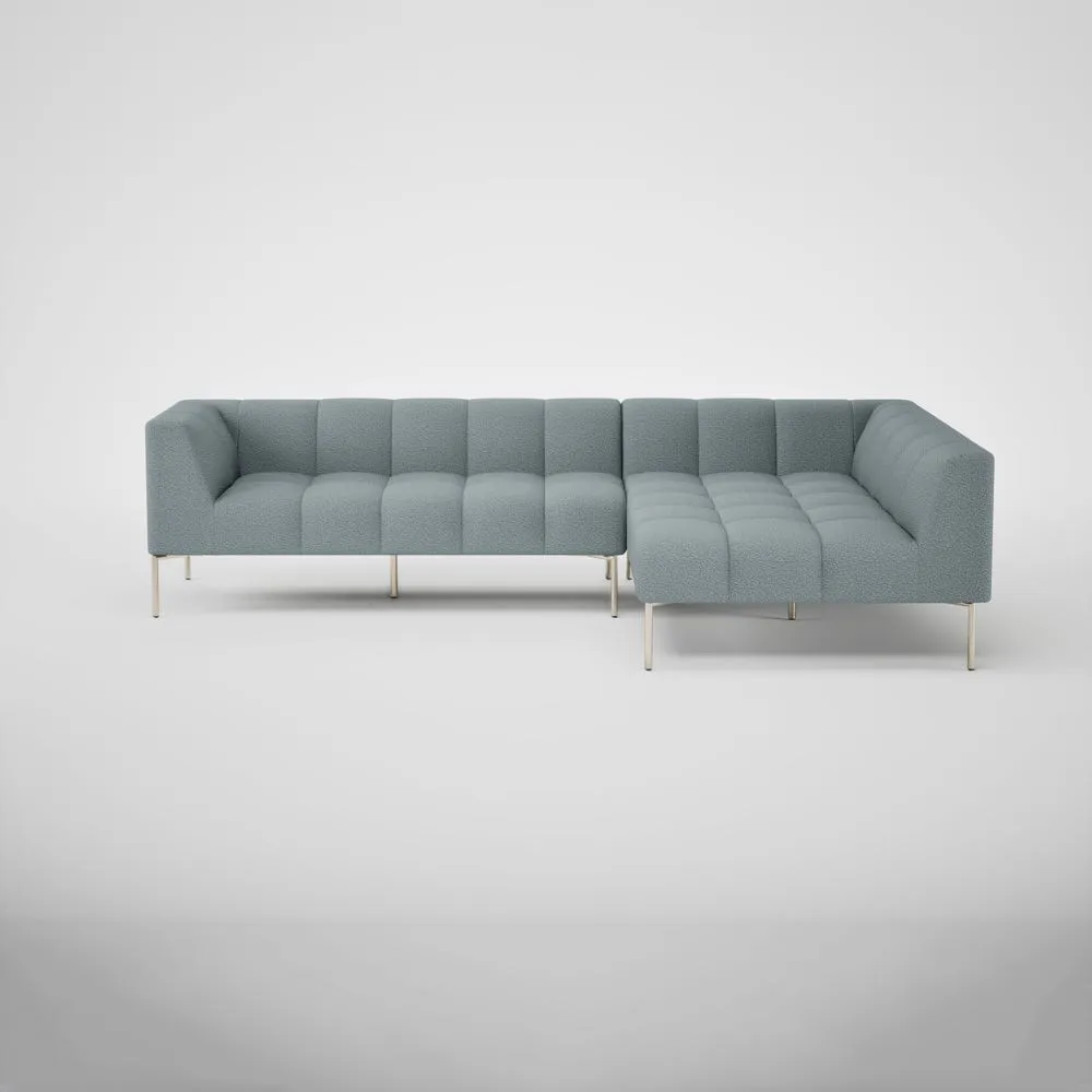 Heal's Quadro Right Hand Facing Chase Sofa Loop Boucle Sky Stainless Steel Feet 2