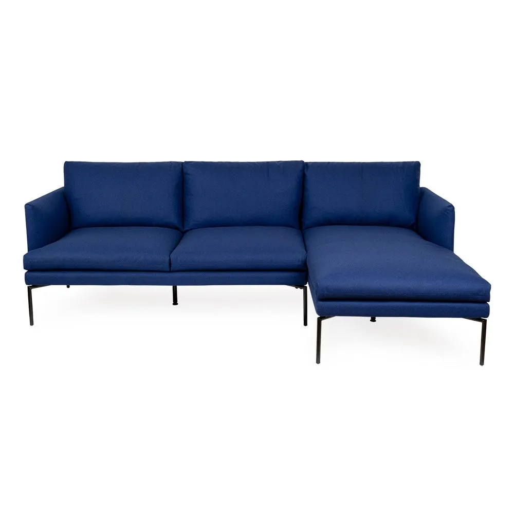 Heal's Matera Corner Chaise Sofa Right Hand Facing St Moritz Wool Blue Black Feet 2
