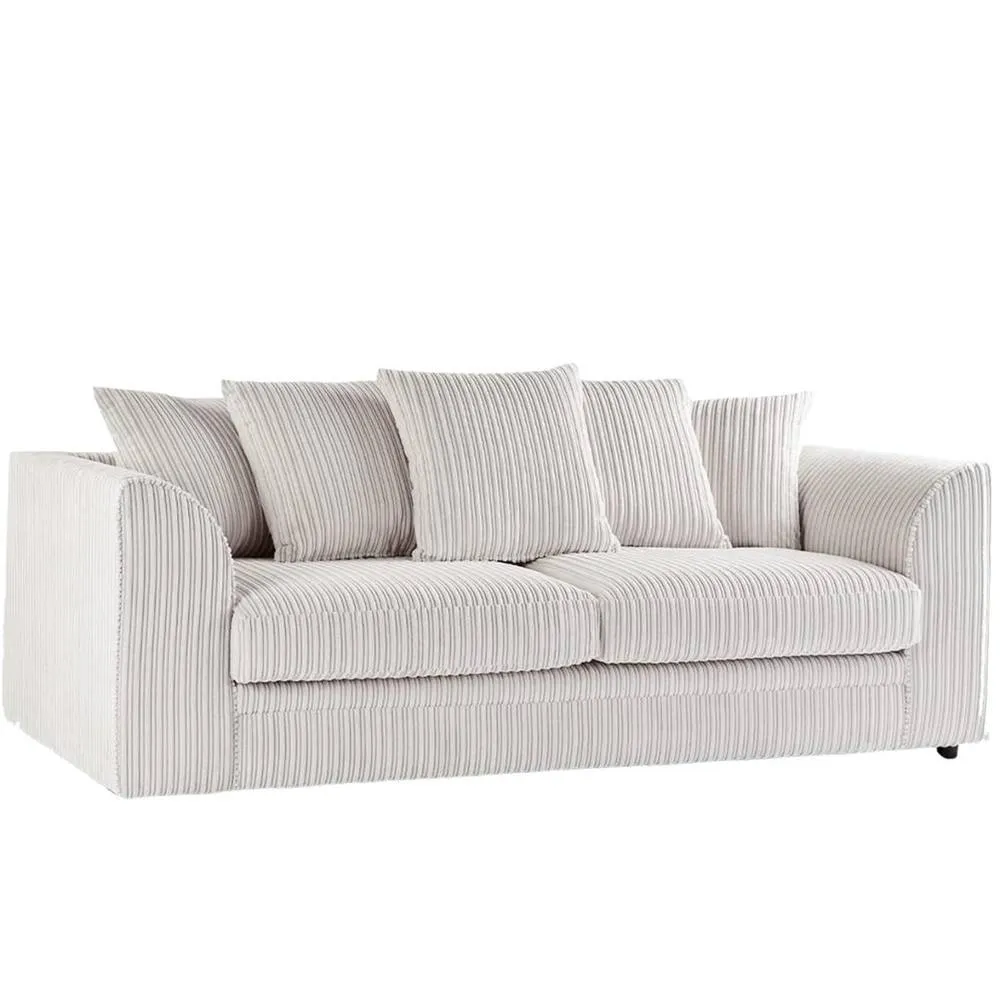 Bliss Furniture Jumbo Cord Dylan 3-Seater Scatter Back Sofa in Cream