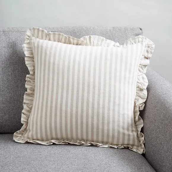 Linford Stripe Frilled Square Cushion Cover 1