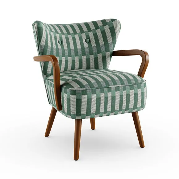 Eliza Checkerboard Wooden Arm Occasional Armchair 6