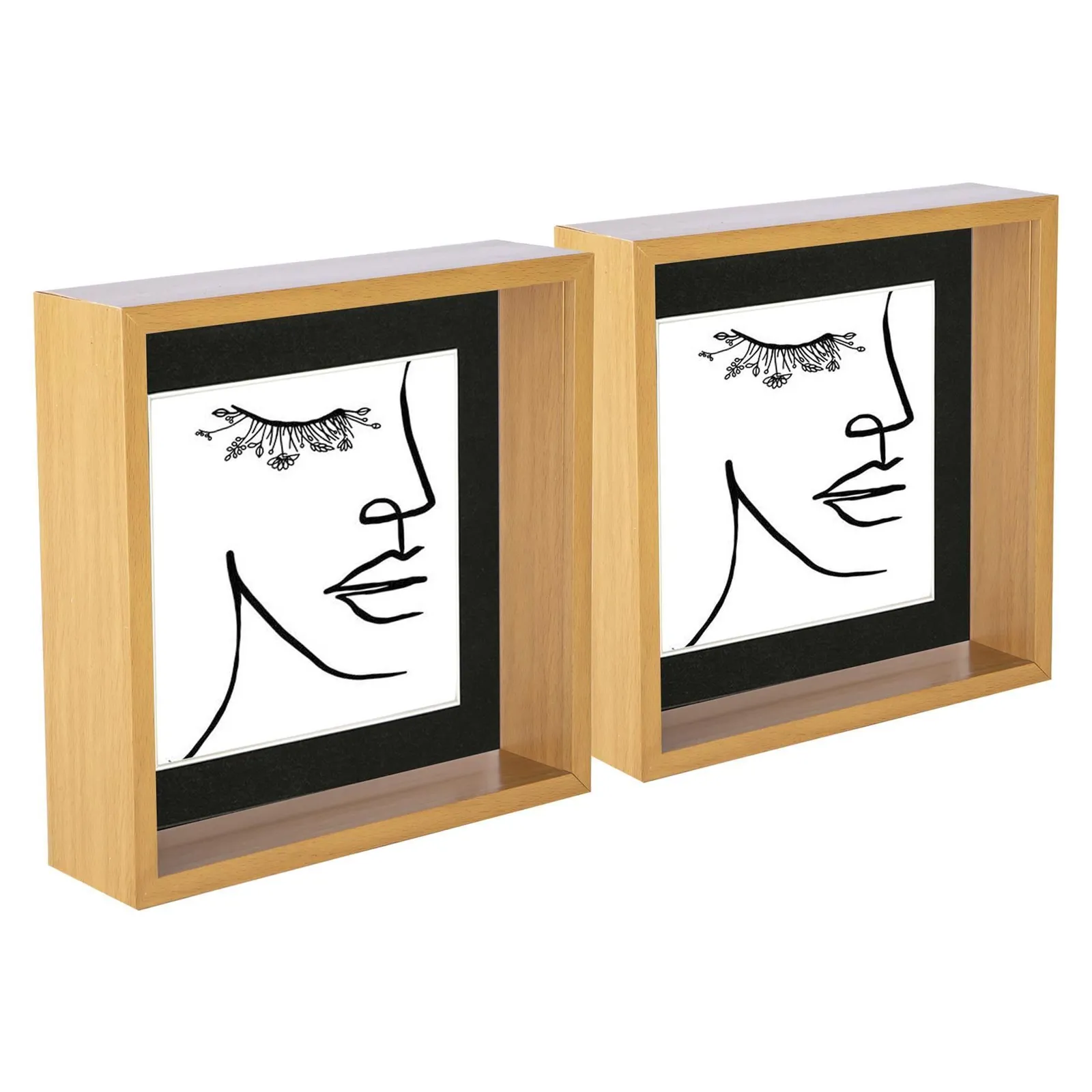 Nicola Spring 3D Deep Box Photo Frames - 8 x 8" with 6 x 6" Mount - White Mount - Pack of 5 in Black 1