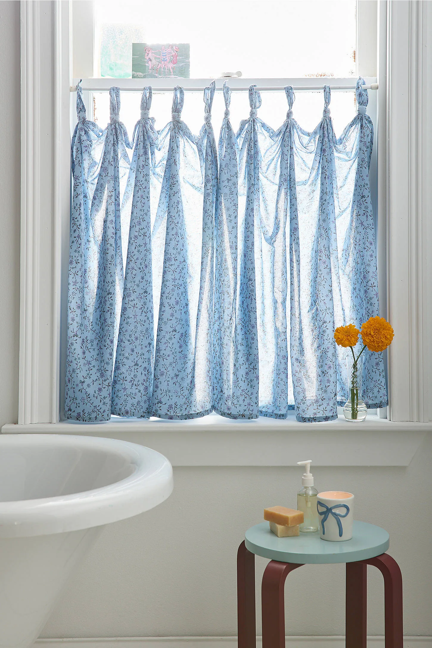Clarissa Vine Cafe Curtains - Blue