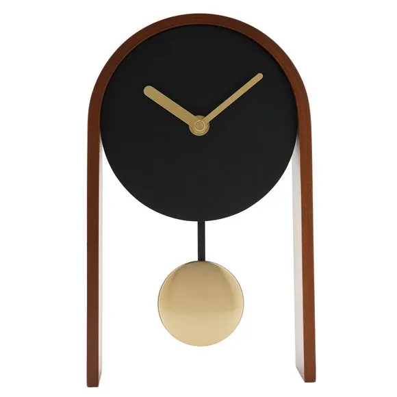Interval Mid-Century Arched Pendulum Wooden Desk Clock 2