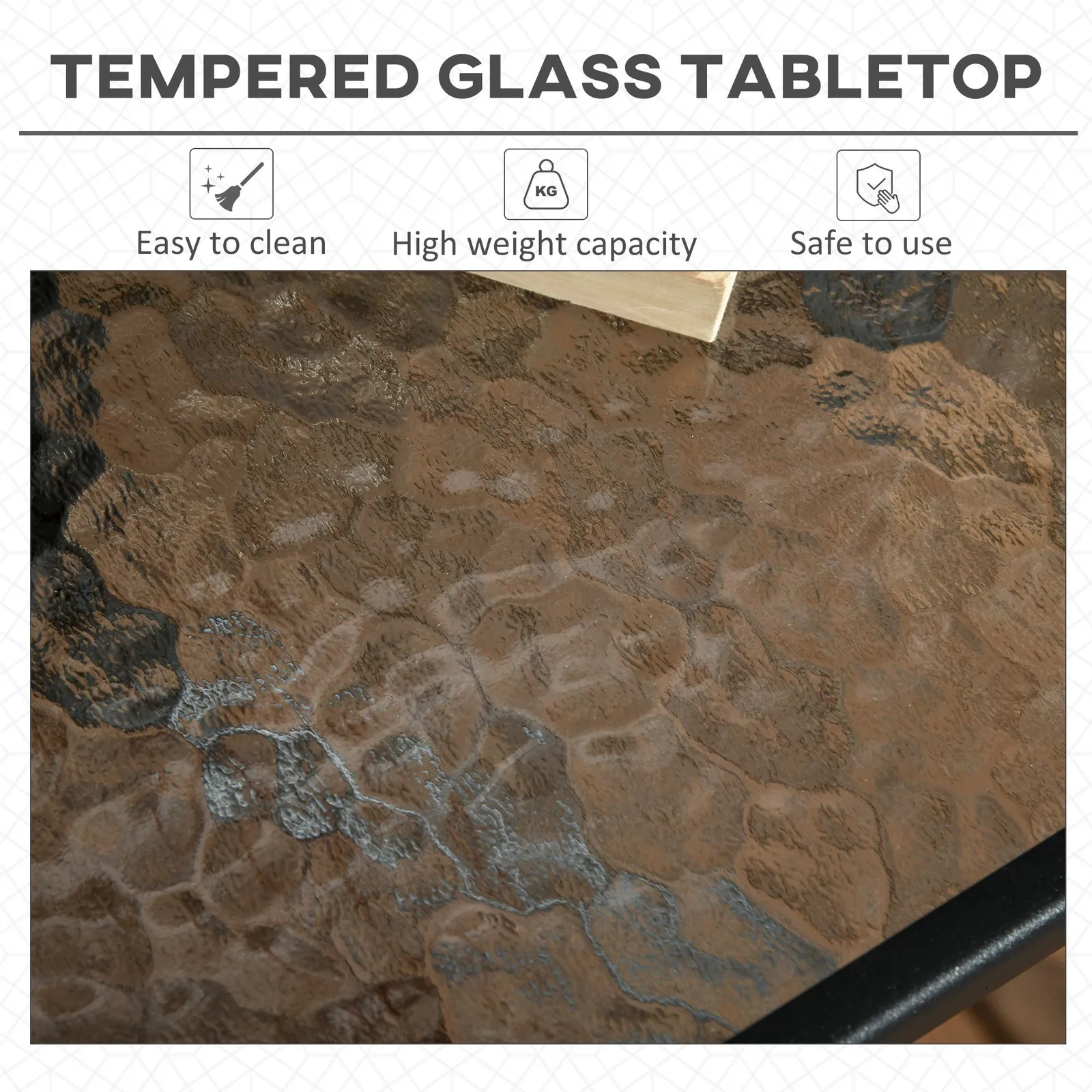 OUTSUNNY Square Patio Table, Glass Top Garden Dining Table 76 x 76cm in Black 5