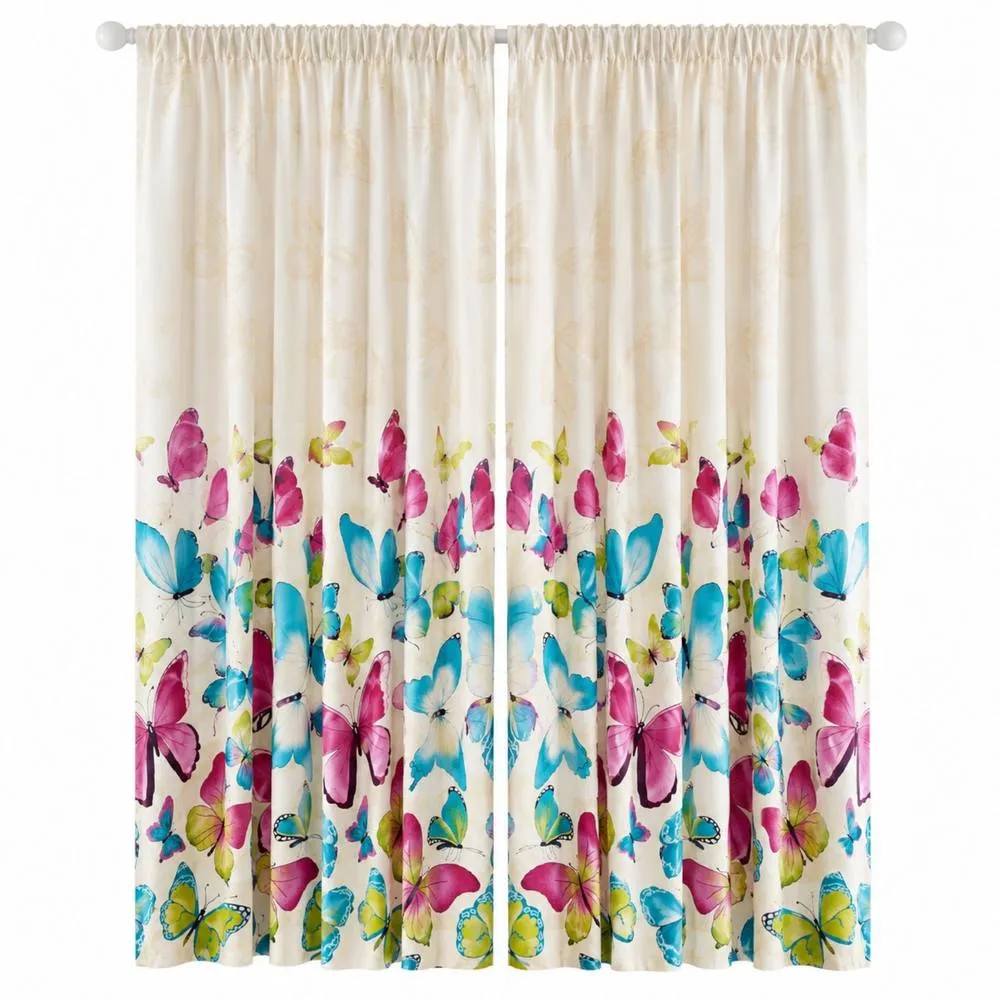 Smart Living Fashion Butterfly Curtains Pair with Tie Backs -Colourful Print 4