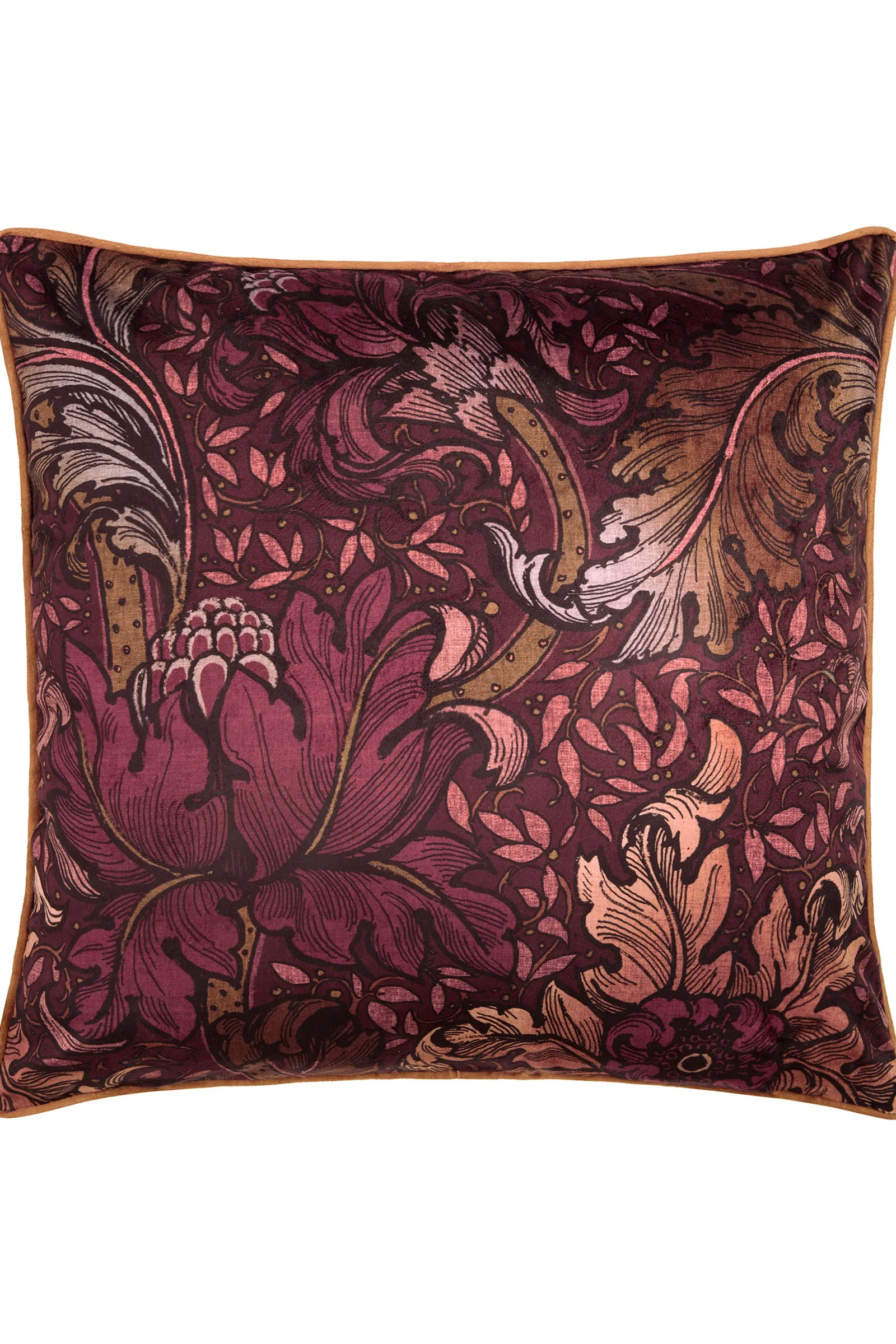 Laurence Llewelyn-Bowen 'Morris Major Chintz' Arts & Crafts Print Velvet Filled Cushion in Burgundy 2