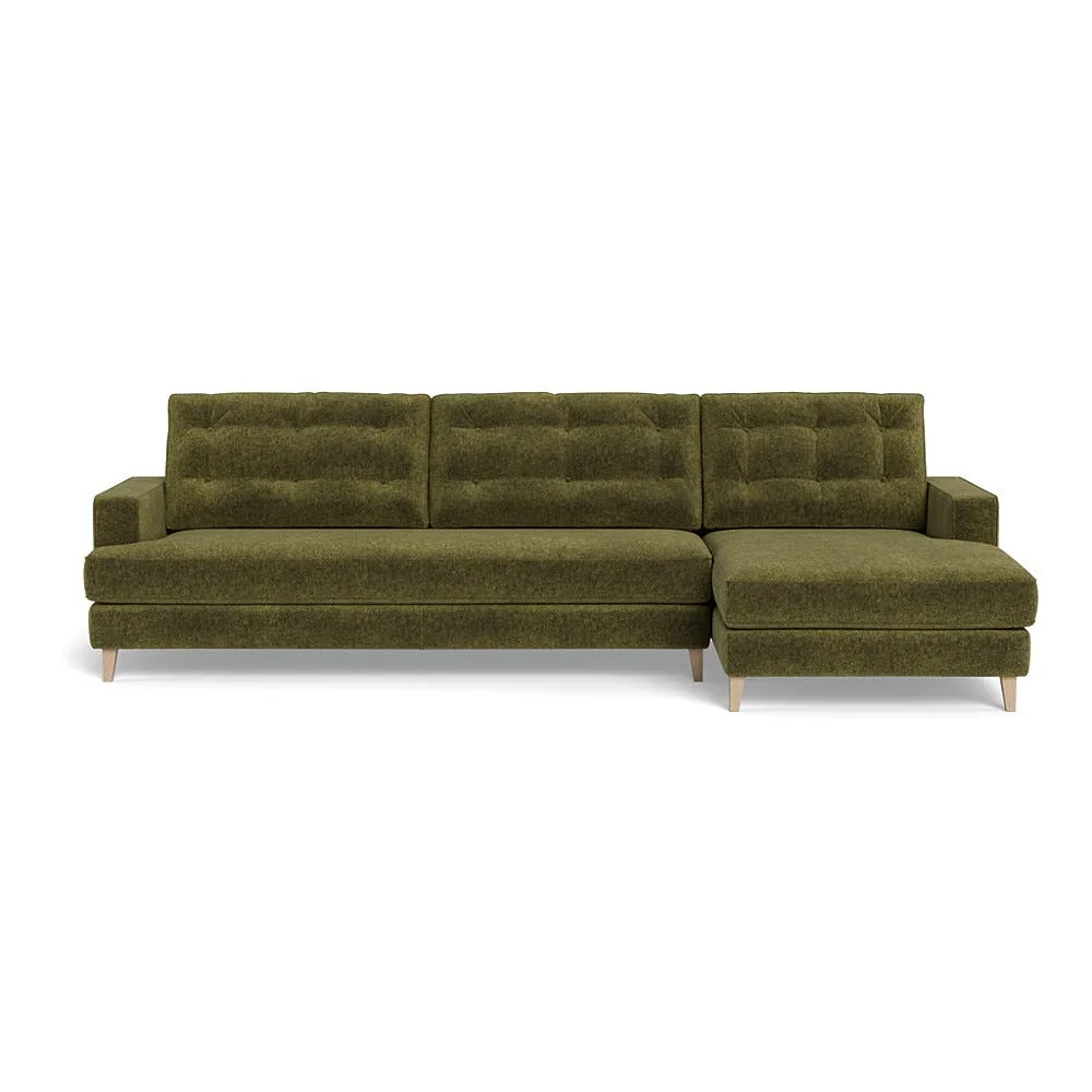 Heal's Mistral Right Hand Facing Corner Sofa Boucle Velvet Wilder Natural Beech Feet 2