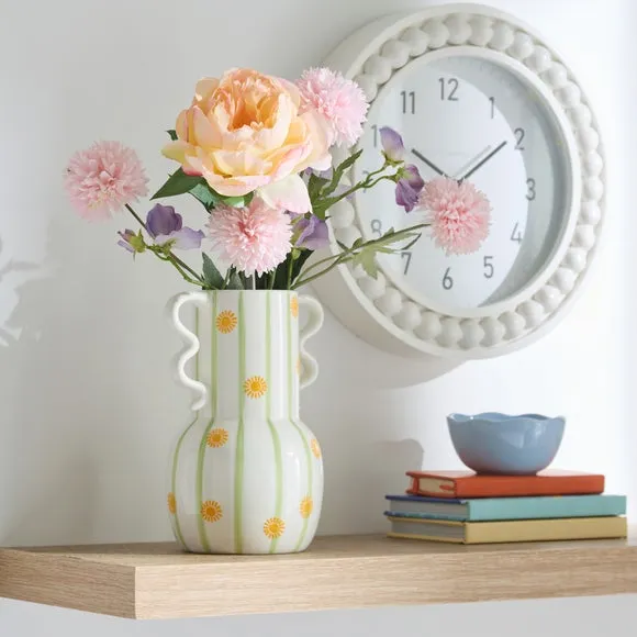 Sunshine Striped Ceramic Vase with Handles